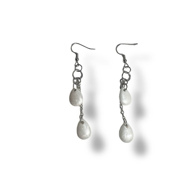 Handmade Jewelry - Handmade Resin Pearlescent Dangly Earrings on Chain NEW